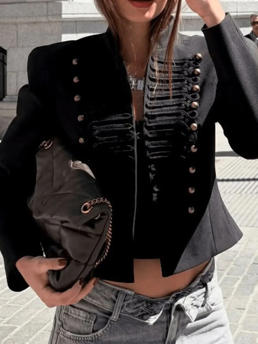 Black Casual Women's Fitted Office Jacket